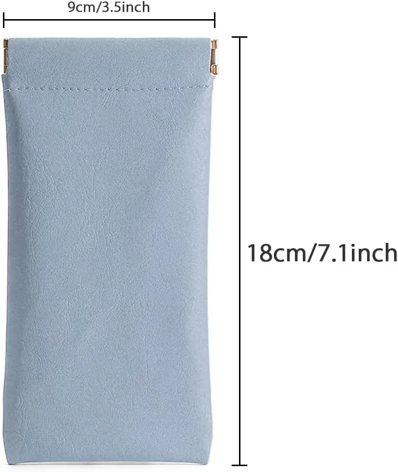 3 Pack Leather Eyeglasses Cases PU Soft Sunglasses Pouch Squeeze Top Portable Glasses Cases for Men Women