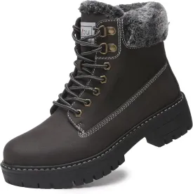 ANJOUFEMME Work Winter Hiking Boots For Women - Womens Snow Outdoor Casual Lace up Ankle Boots Waterproof Lightweight Warm Backpacking Walking Hiking Shoes