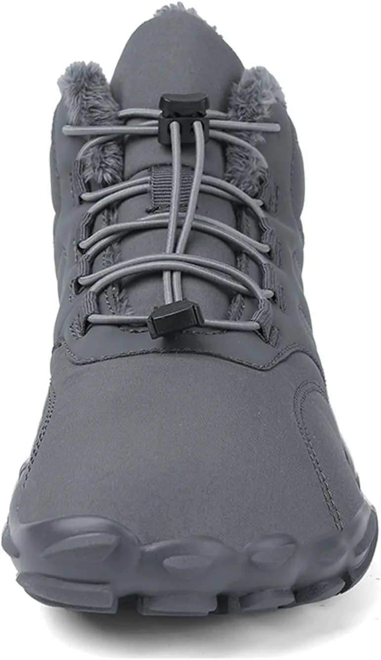 Barefoot Shoes Men's Womens Wide Toe Box Winter Trail Runner Minimalist Zero Drop Sole Cotton Boots Fur Lined Hiking Walking Shoes