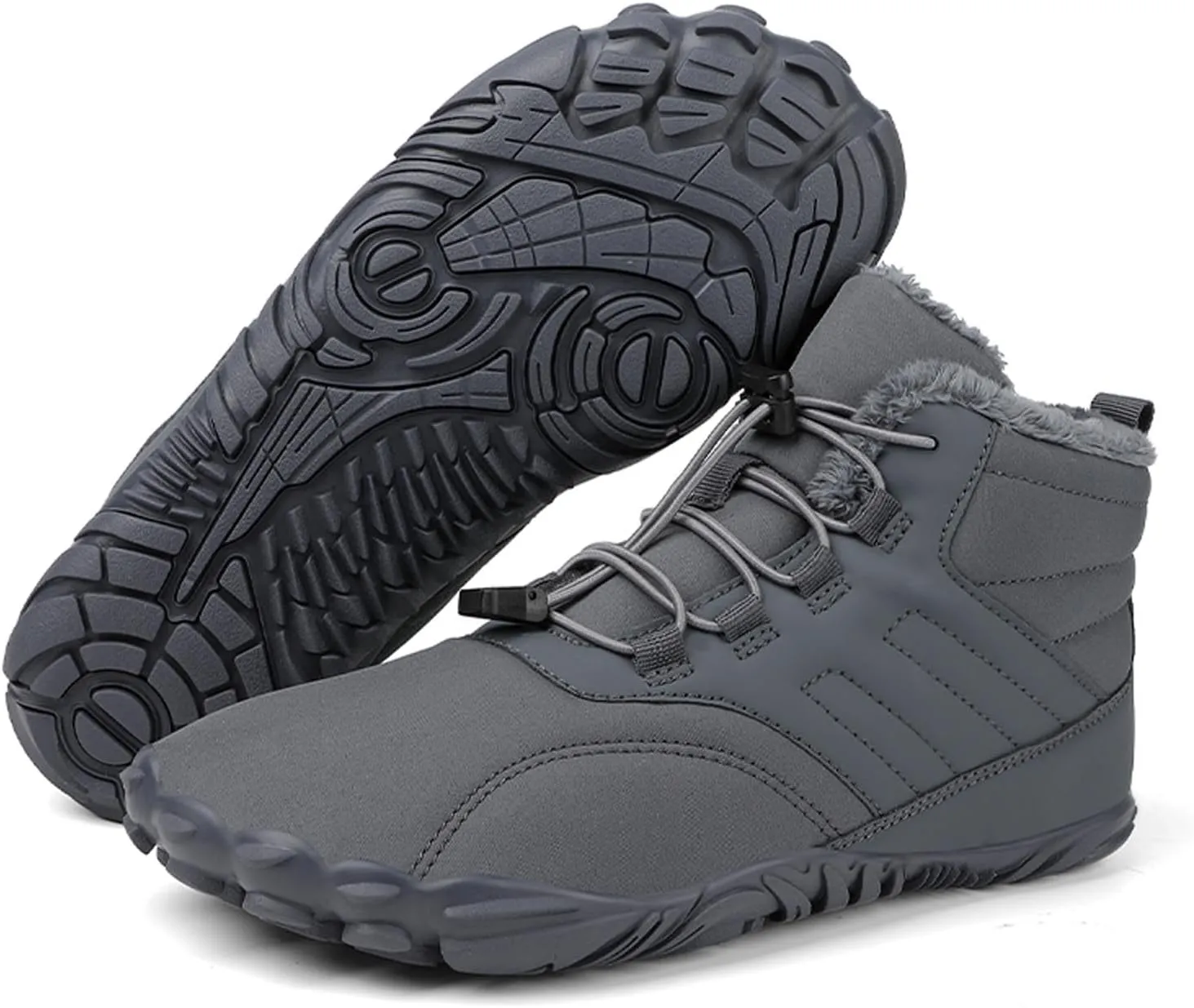 Barefoot Shoes Men's Womens Wide Toe Box Winter Trail Runner Minimalist Zero Drop Sole Cotton Boots Fur Lined Hiking Walking Shoes
