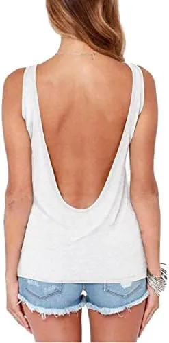 Bestisun Womens Workout Shirts Sexy Open Back Activewear Athletic Clothes Sports Yoga Tank Tops