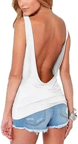 Bestisun Womens Workout Shirts Sexy Open Back Activewear Athletic Clothes Sports Yoga Tank Tops