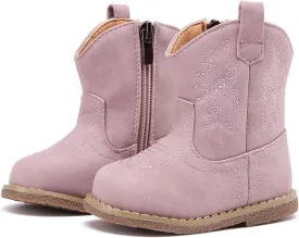 BMCiTYBM Baby Cowboy Cowgirl Boots Infant Western Boots Toddler Boys Girls Round Toe Riding Mid Calf Boots All Seasons for 6 9 12 18 24 Months