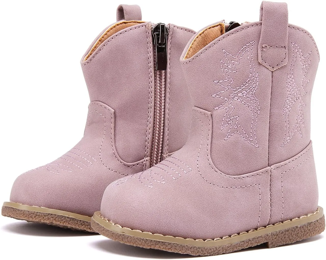BMCiTYBM Baby Cowboy Cowgirl Boots Infant Western Boots Toddler Boys Girls Round Toe Riding Mid Calf Boots All Seasons for 6 9 12 18 24 Months