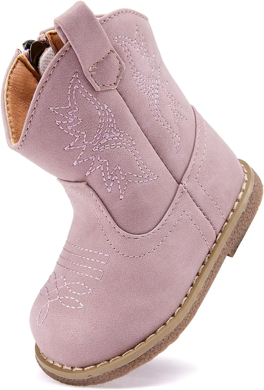 BMCiTYBM Baby Cowboy Cowgirl Boots Infant Western Boots Toddler Boys Girls Round Toe Riding Mid Calf Boots All Seasons for 6 9 12 18 24 Months
