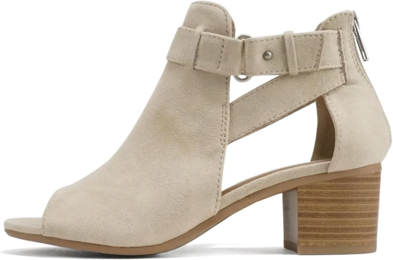 CITYCLASSIFIED Invest ~ Women's Cutout Side Strap Mid Black Chunky Heel Fashion Ankle Bootie