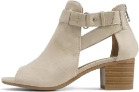 CITYCLASSIFIED Invest ~ Women's Cutout Side Strap Mid Black Chunky Heel Fashion Ankle Bootie