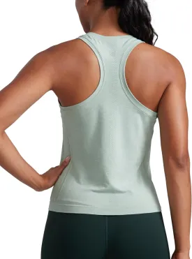 CRZ YOGA Seamless Womens Breathable Workout Tank Tops Racerback High Neck Sleeveless Running Athletic Shirts