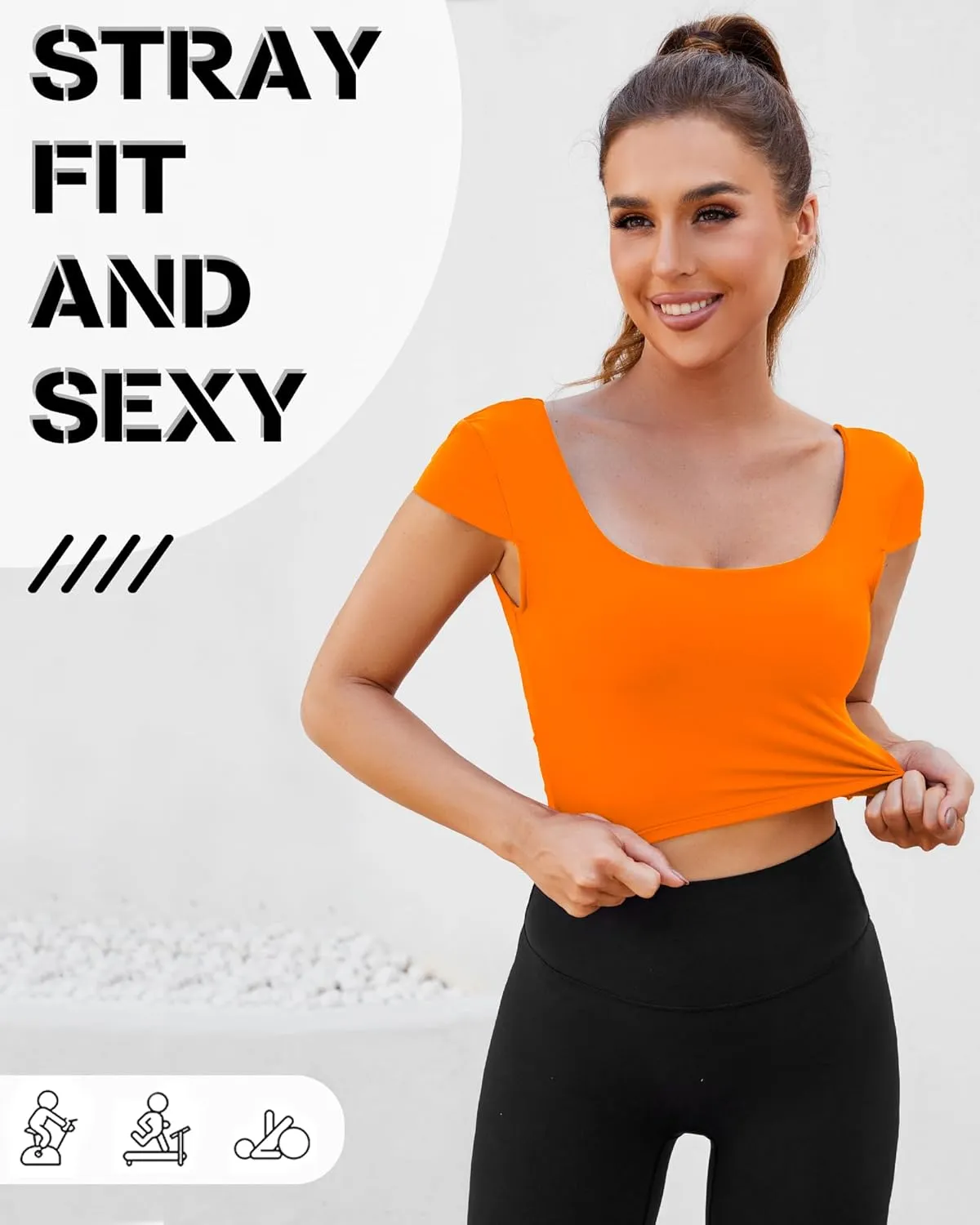DaiLiWei Open Back Workout Tops for Women Short Sleeve Longline Sports Bras Support Crop Tank Yoga Shirts with Built in Bra