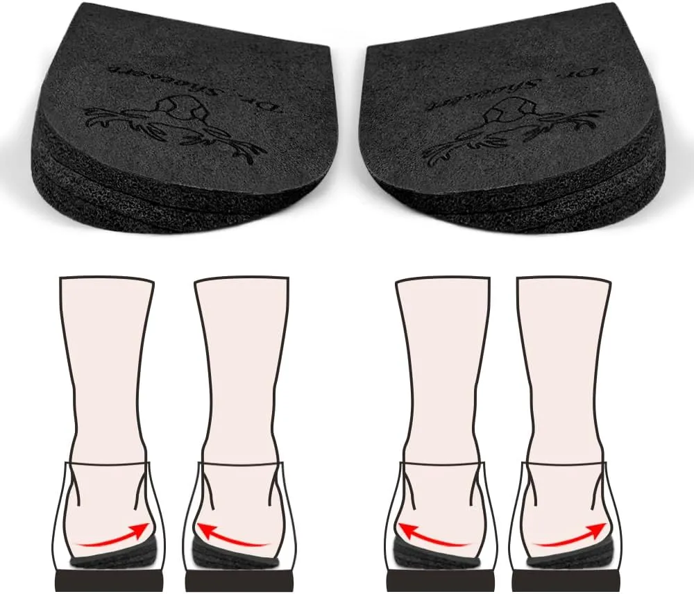 Dr. Shoesert 3 Layers Adjustable Orthopedic Heel Wedge Inserts, Supination & Pronation Correction Insoles for Bow Legs, Knee Pain, Foot Alignment (Black, Small - Women's 4.5-8|Men's 6-8.5)