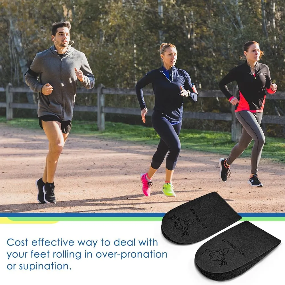 Dr. Shoesert 3 Layers Adjustable Orthopedic Heel Wedge Inserts, Supination & Pronation Correction Insoles for Bow Legs, Knee Pain, Foot Alignment (Black, Small - Women's 4.5-8|Men's 6-8.5)