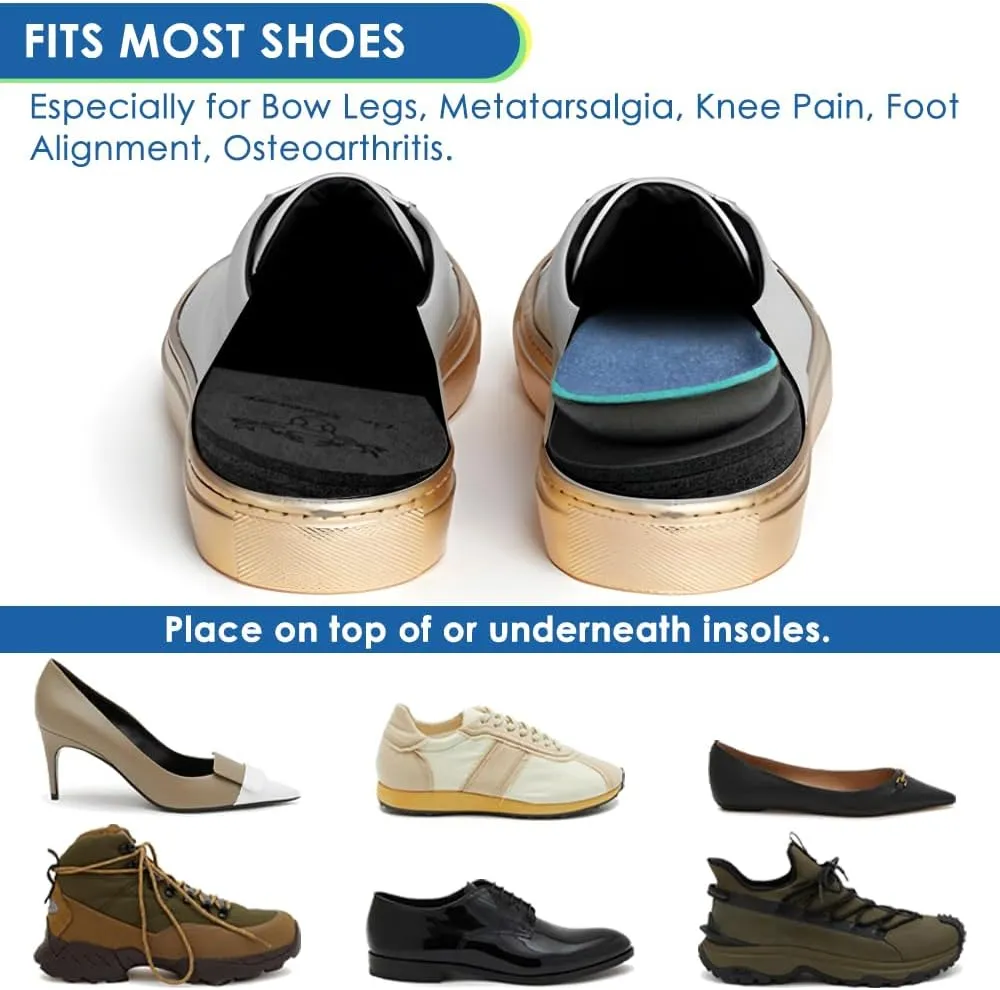 Dr. Shoesert 3 Layers Adjustable Orthopedic Heel Wedge Inserts, Supination & Pronation Correction Insoles for Bow Legs, Knee Pain, Foot Alignment (Black, Small - Women's 4.5-8|Men's 6-8.5)