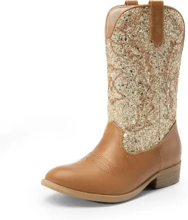 DREAM PAIRS Cowgirl Cowboy Western Boots Girls Mid Calf Riding Shoes Little Kid/Big Kid