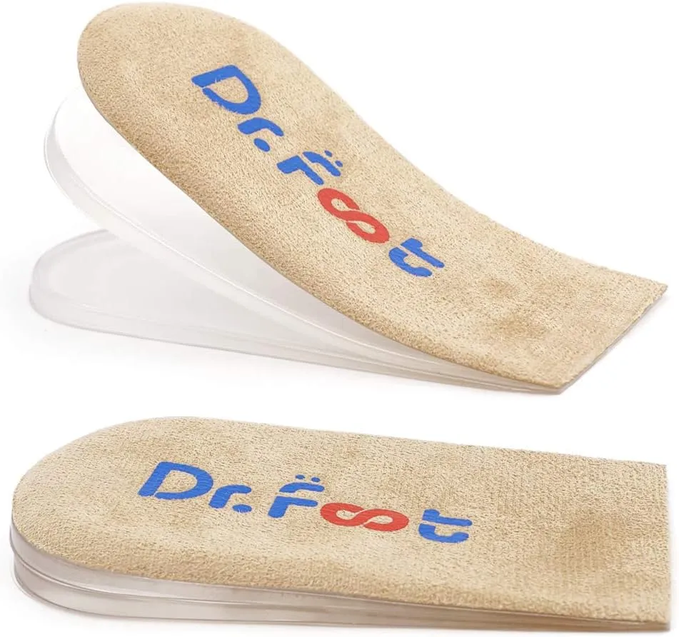 Dr.Foot Adjustable Orthopedic Heel Lift Inserts, Height Increase Insole for Leg Length Discrepancies, Heel Spurs, Heel Pain, Sports Injuries, and Achilles tendonitis (Beige, 3 Layers)