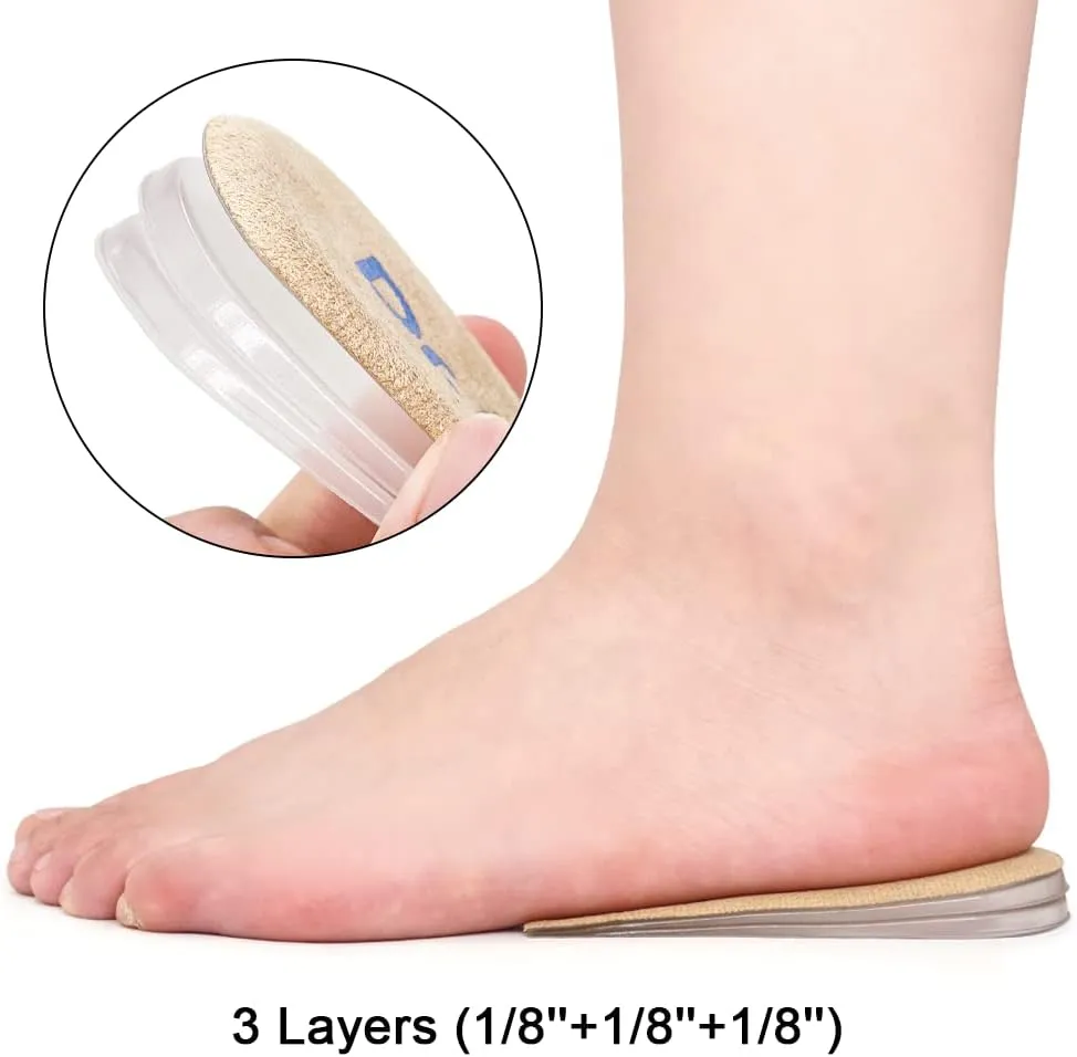 Dr.Foot Adjustable Orthopedic Heel Lift Inserts, Height Increase Insole for Leg Length Discrepancies, Heel Spurs, Heel Pain, Sports Injuries, and Achilles tendonitis (Beige, 3 Layers)
