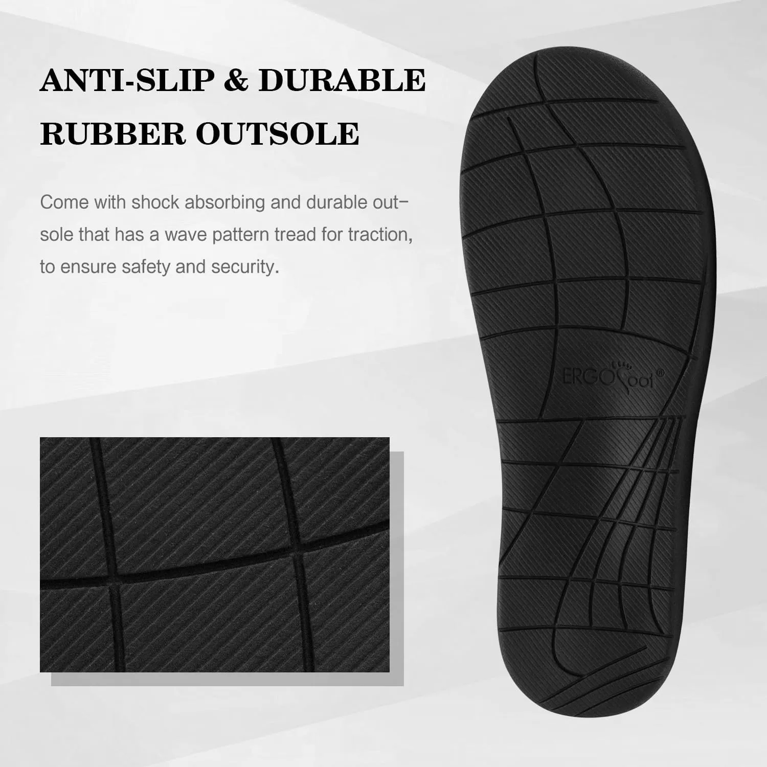 ERGOfoot Orthotic Slippers with Arch Support for Plantar Fasciitis Pain Relief, Comfortable Orthopedic Clog House Shoes with Indoor Outdoor Anti-Skid Rubber Sole