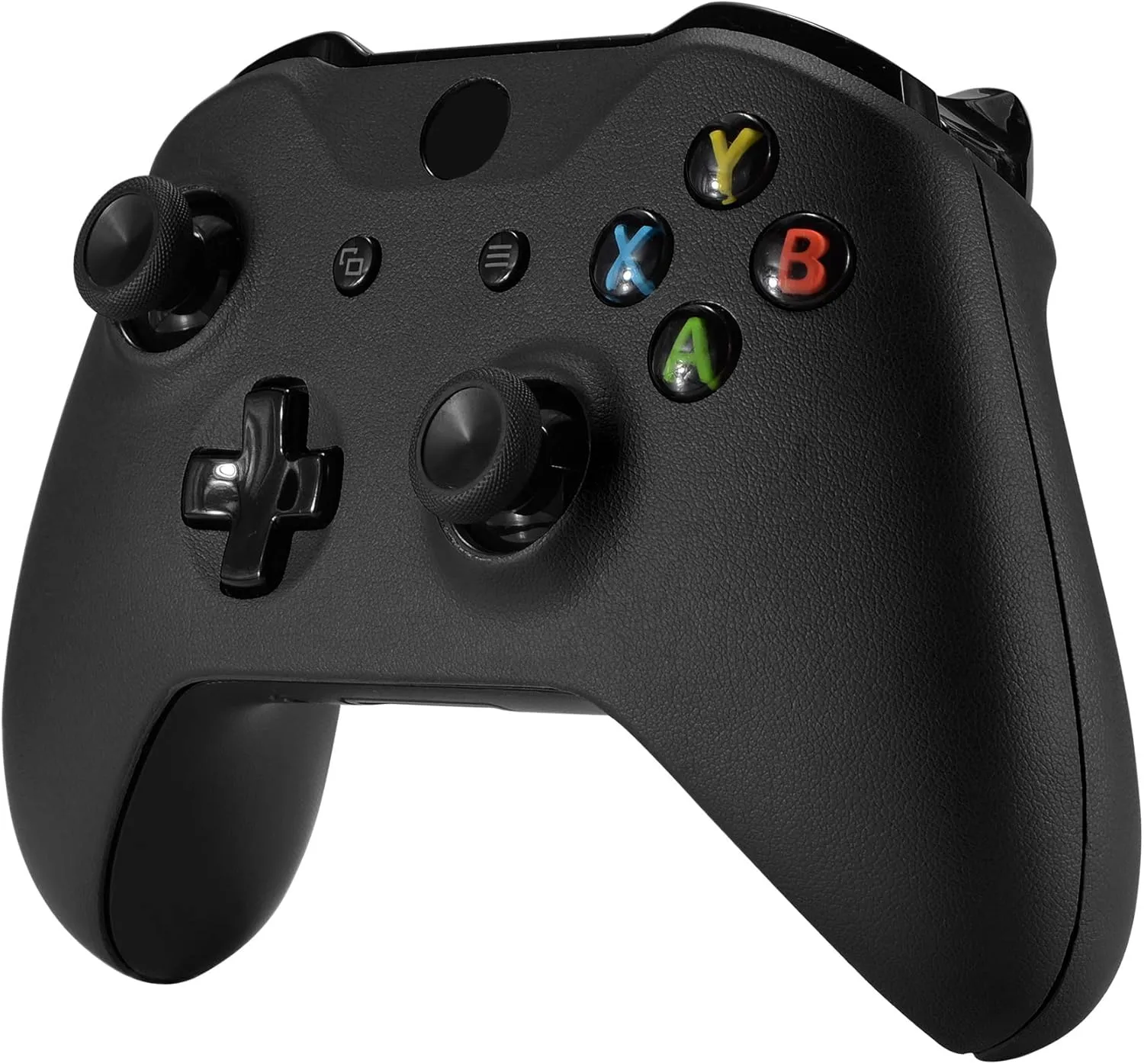 eXtremeRate Black Luxury PU Leather Top Shell Front Housing Faceplate Replacement Parts with Side Rails Panel for Xbox One X & One S Controller (Model 1708)
