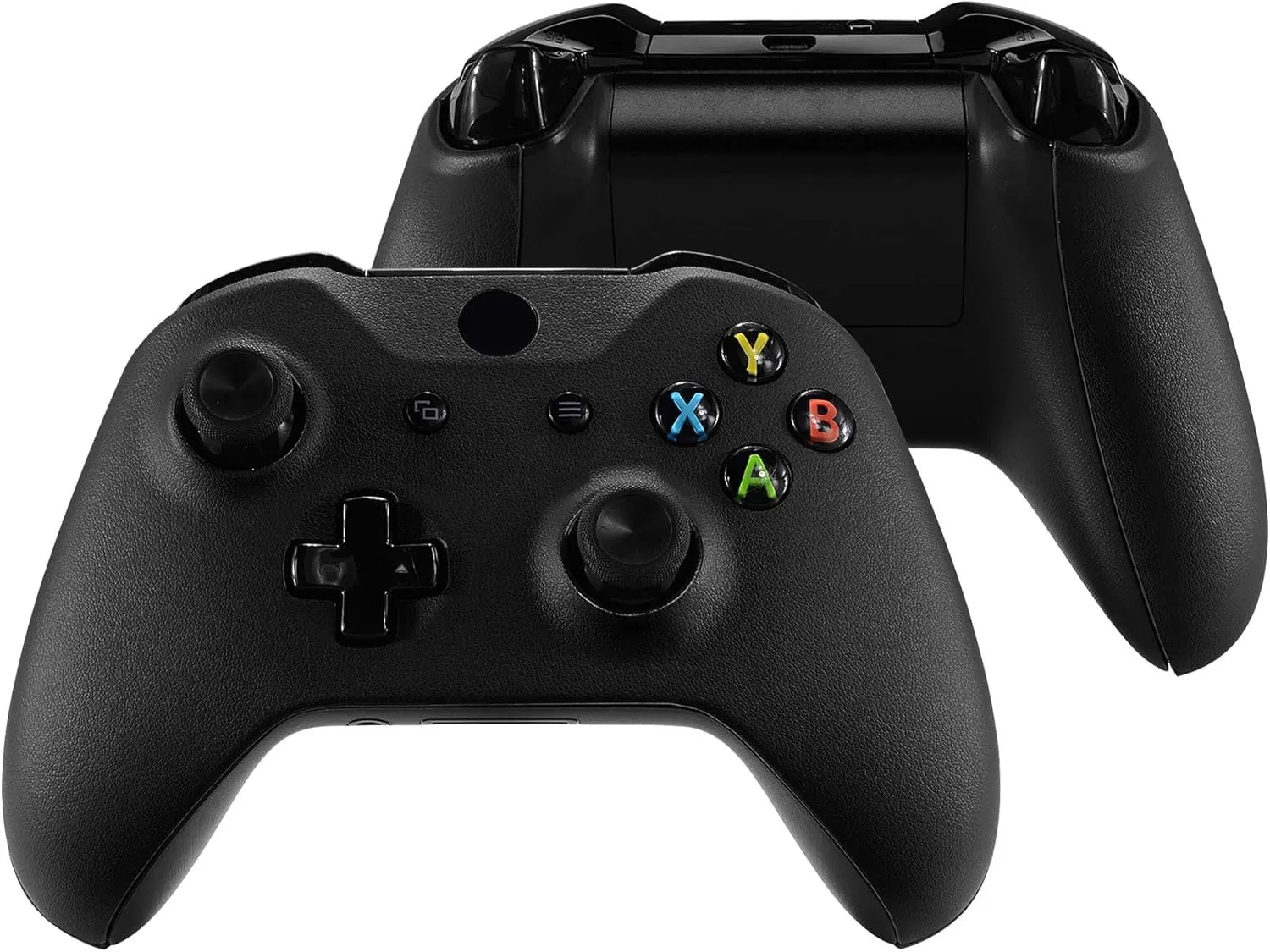 eXtremeRate Black Luxury PU Leather Top Shell Front Housing Faceplate Replacement Parts with Side Rails Panel for Xbox One X & One S Controller (Model 1708)