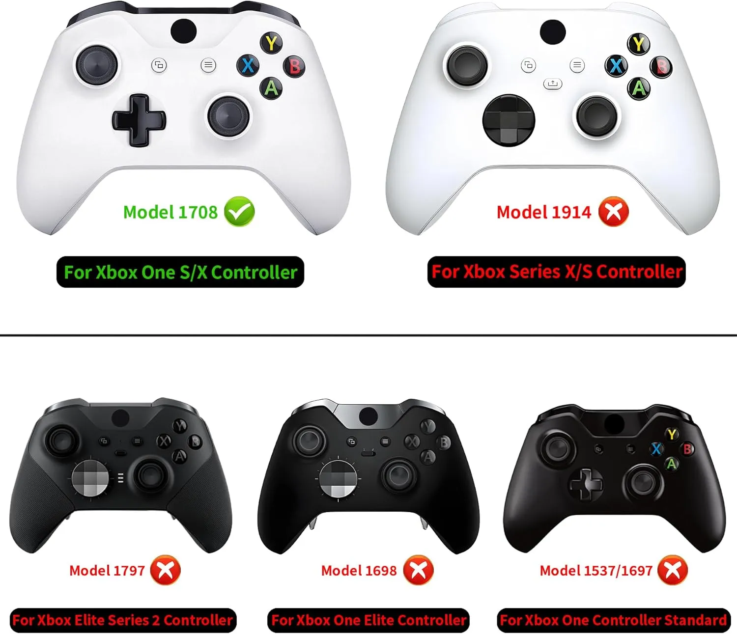 eXtremeRate Black Luxury PU Leather Top Shell Front Housing Faceplate Replacement Parts with Side Rails Panel for Xbox One X & One S Controller (Model 1708)