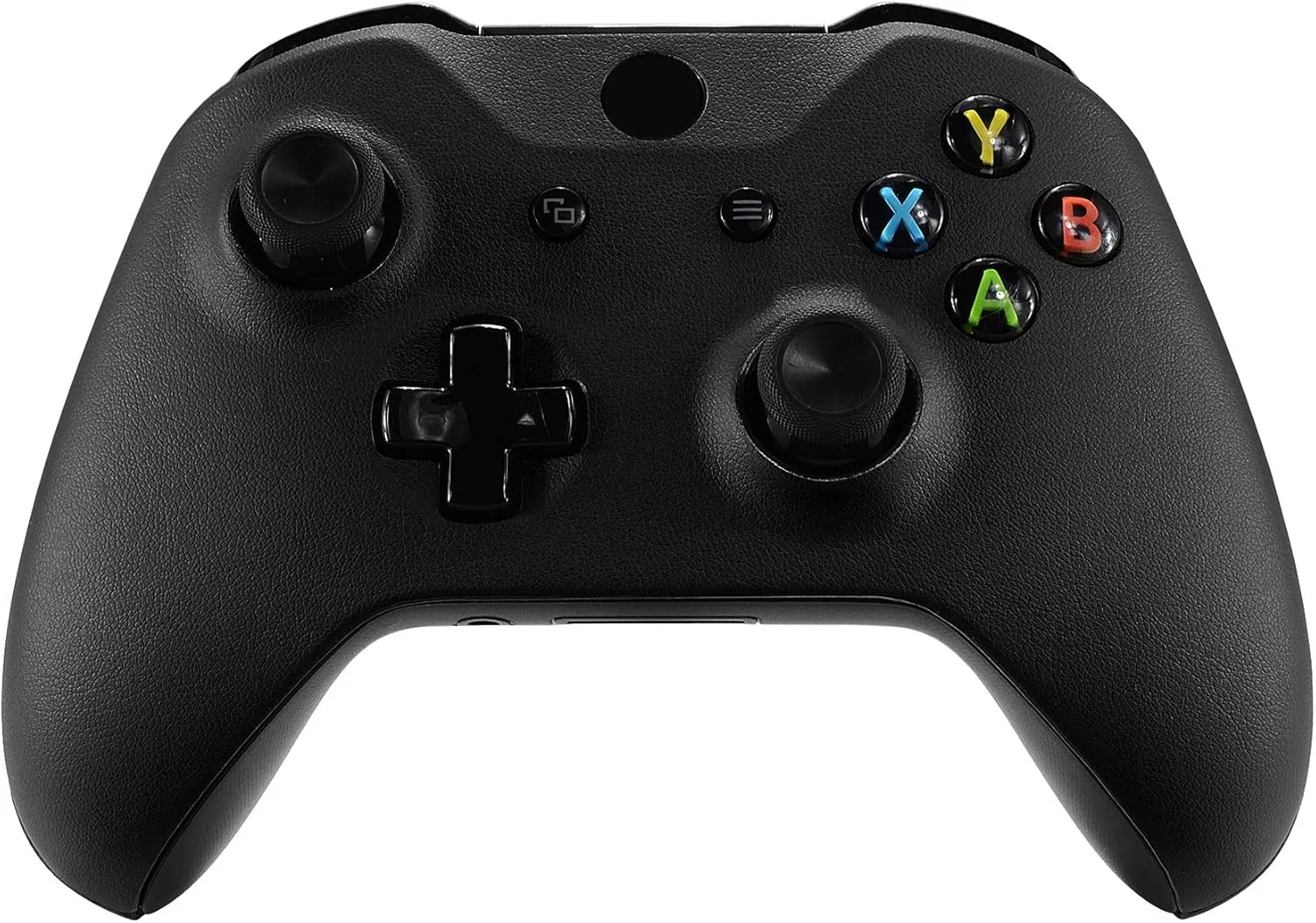 eXtremeRate Black Luxury PU Leather Top Shell Front Housing Faceplate Replacement Parts with Side Rails Panel for Xbox One X & One S Controller (Model 1708)