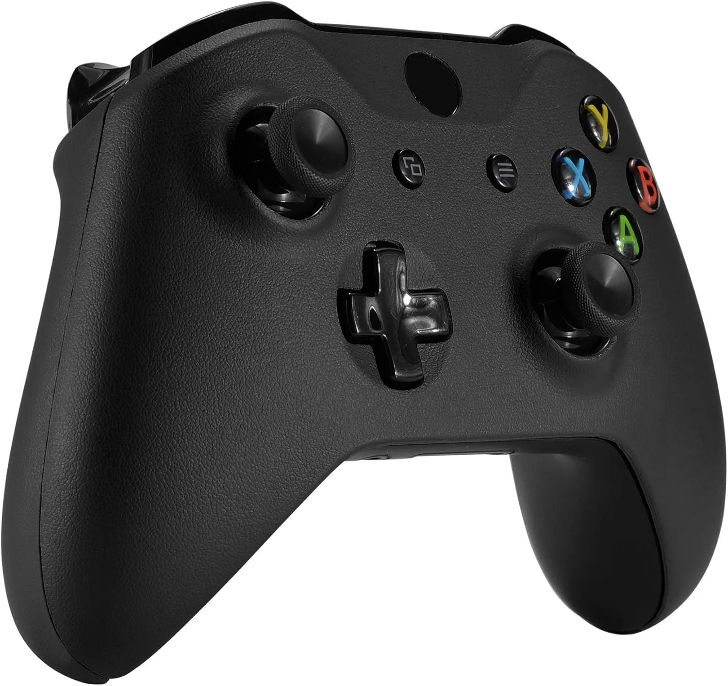 eXtremeRate Black Luxury PU Leather Top Shell Front Housing Faceplate Replacement Parts with Side Rails Panel for Xbox One X & One S Controller (Model 1708)