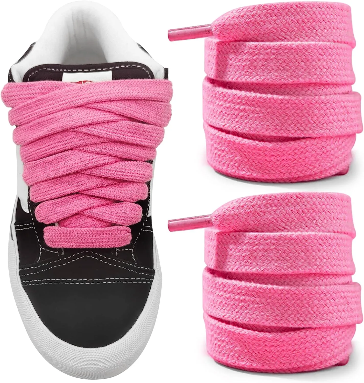 Fat Shoelaces for Vans Knu Skool Classic Skate Shoes, 5/8"(15mm) Wide Cotton Chunky Big Thick Replacement Laces