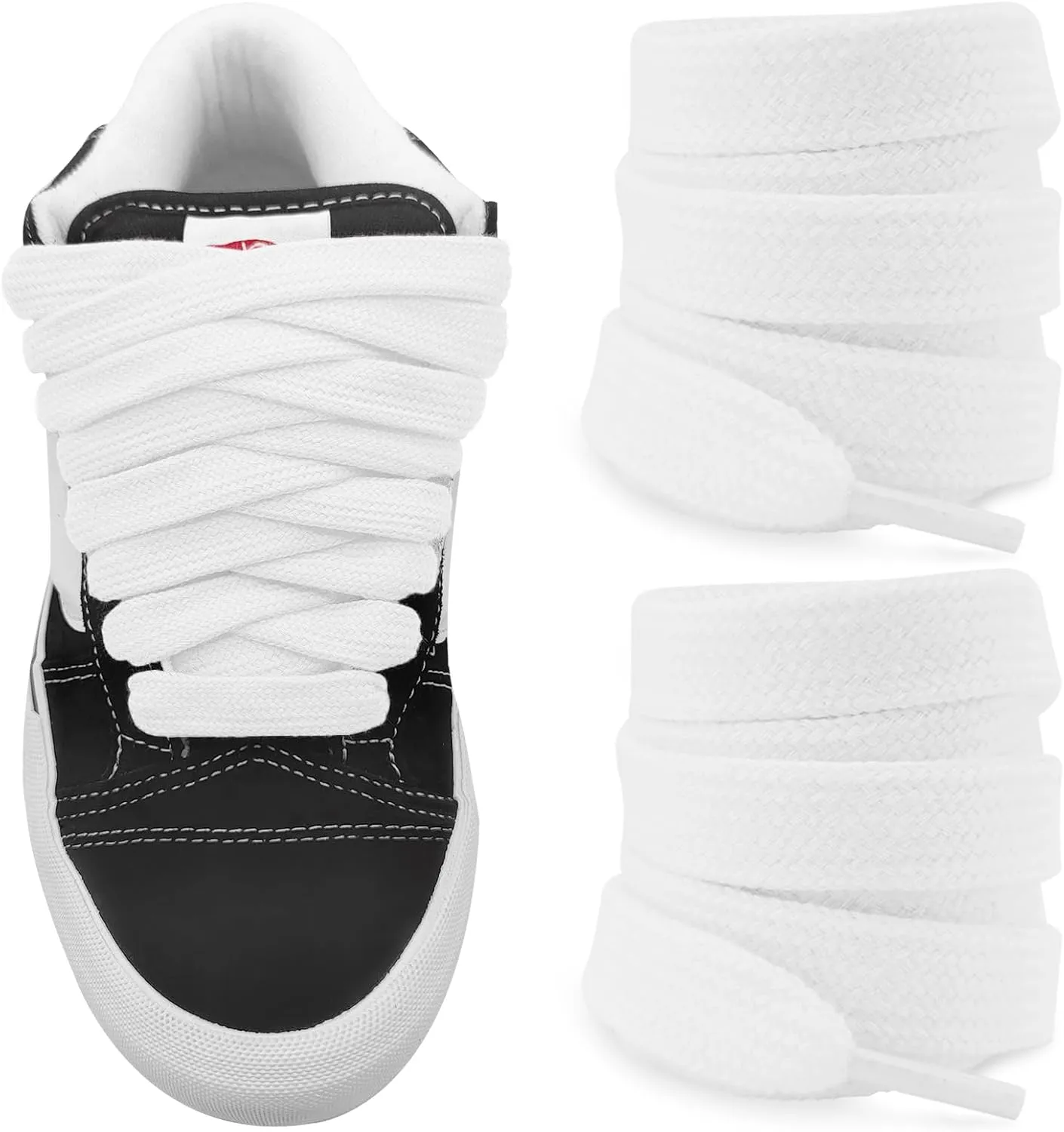 Fat Shoelaces for Vans Knu Skool Classic Skate Shoes, 5/8"(15mm) Wide Cotton Chunky Big Thick Replacement Laces