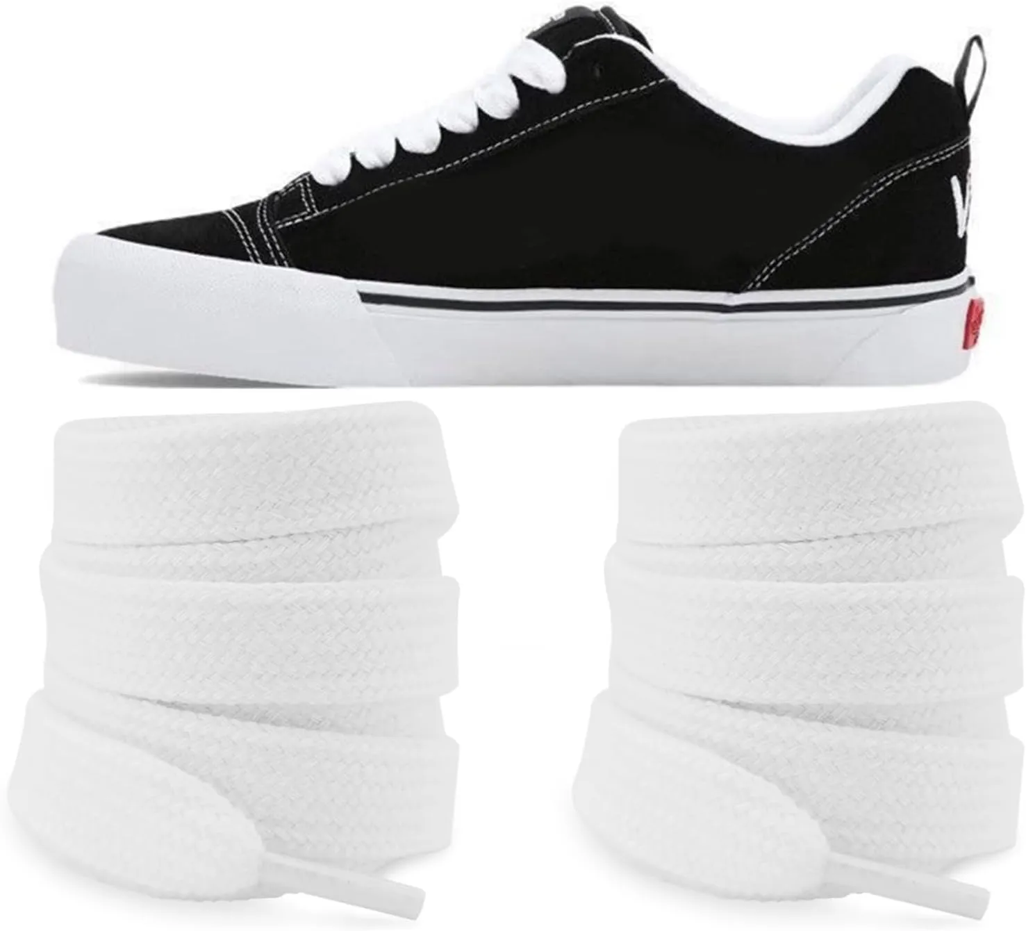 Fat Shoelaces for Vans Knu Skool Classic Skate Shoes, 5/8"(15mm) Wide Cotton Chunky Big Thick Replacement Laces