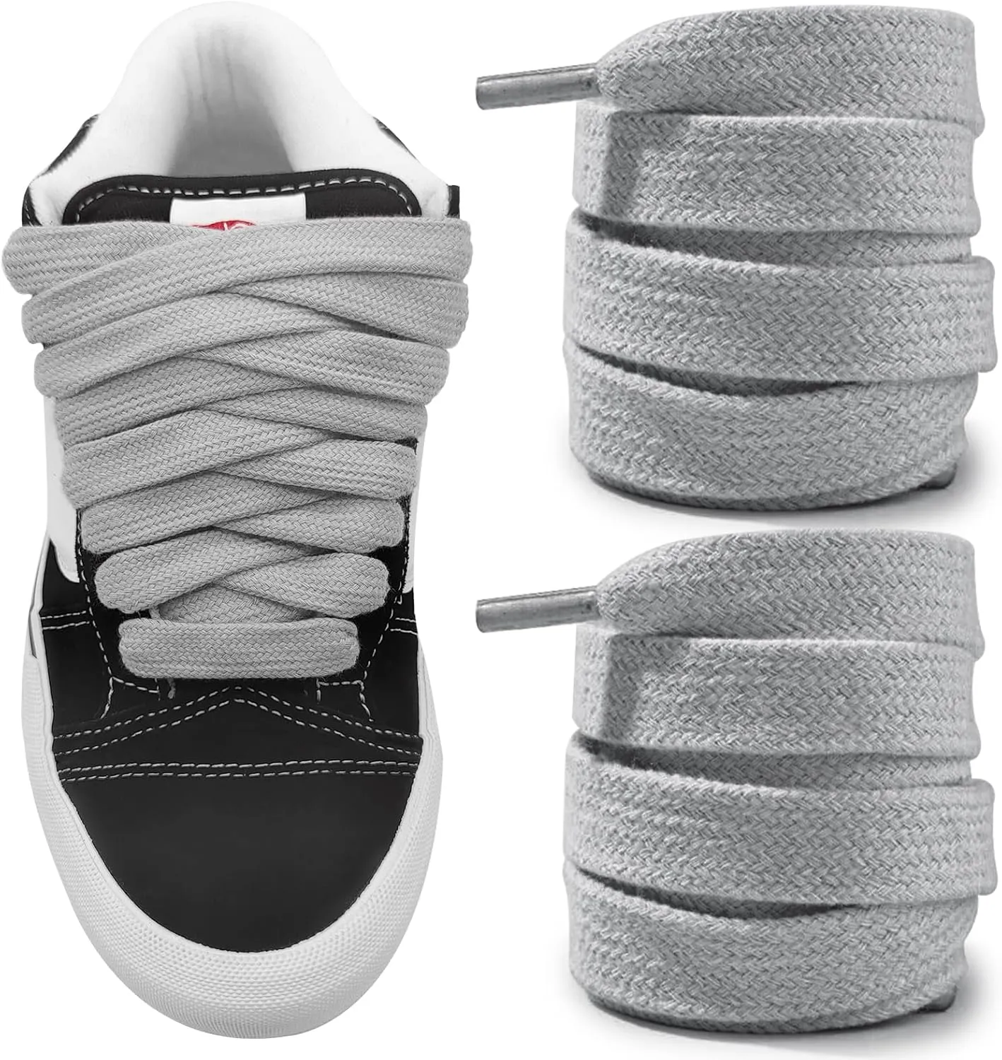 Fat Shoelaces for Vans Knu Skool Classic Skate Shoes, 5/8"(15mm) Wide Cotton Chunky Big Thick Replacement Laces