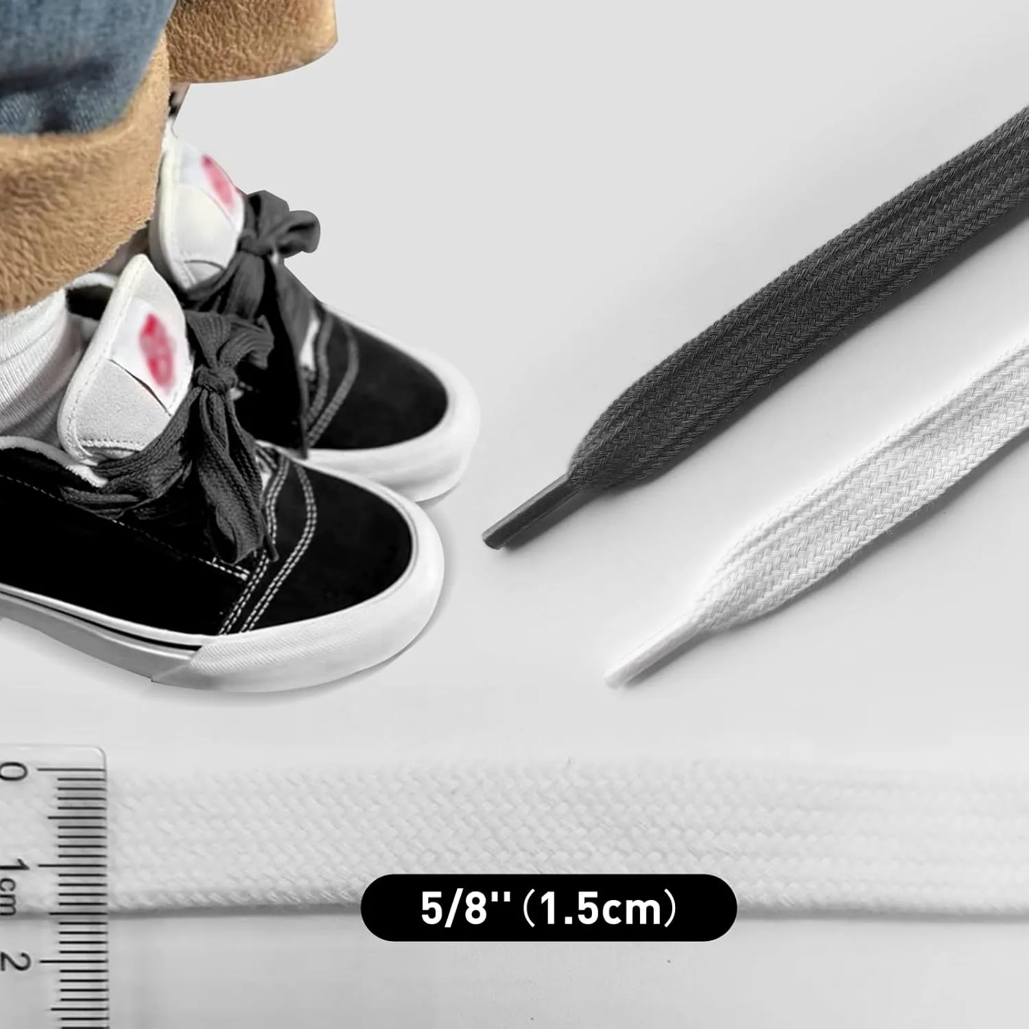 Fat Shoelaces for Vans Knu Skool Classic Skate Shoes, 5/8"(15mm) Wide Cotton Chunky Big Thick Replacement Laces