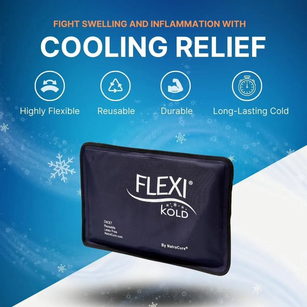 FlexiKold Gel Soft Flexible Ice Packs for Injuries - Reusable Freezer Cold Pack, Cold Compress & Cooling Gel Pad for Face, Shoulder, Hip, Leg, Arm, Ankle & Foot Injury - Medium - 7.5 x 11.5