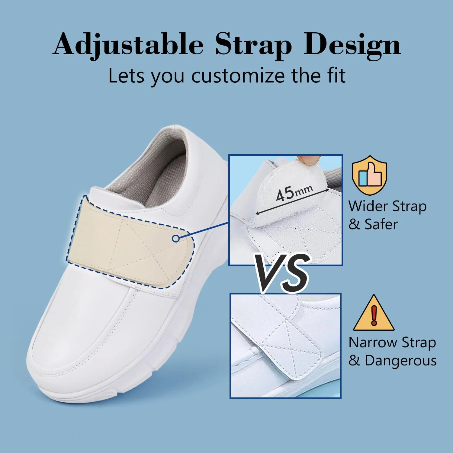 Hawkwell Women's Strap Lightweight Healthcare Nursing Shoes Slip Resistant Work Shoes