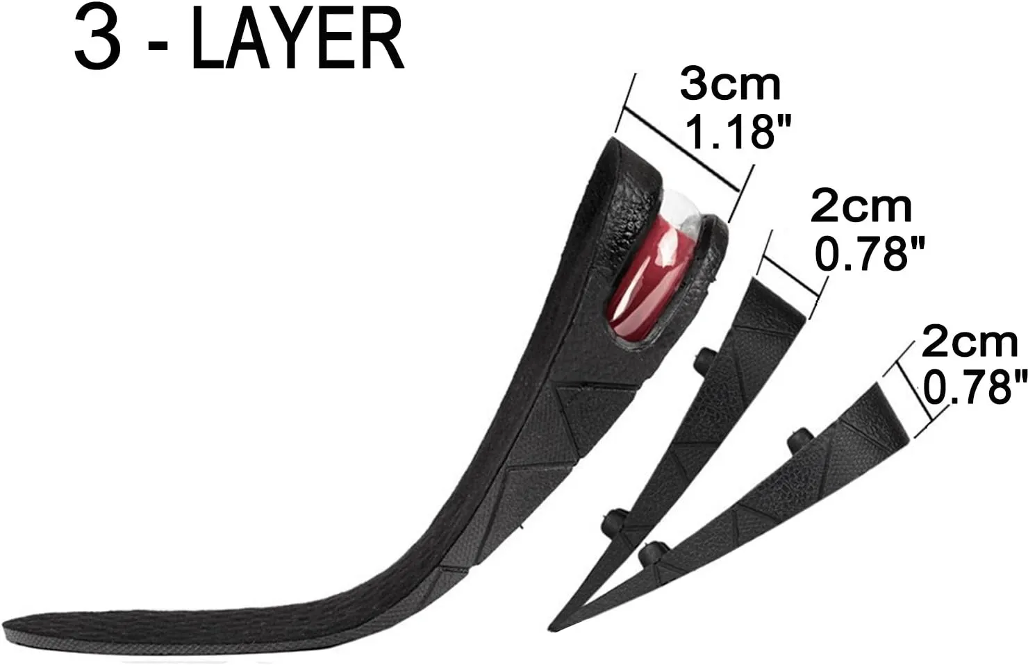 Height Increase Insoles for Men Women, 3 Layer 2.75'' Air Cushion Shoe Lift Shoe Pad Kit Air Cushion Heel Inserts (2.75" / 7cm)