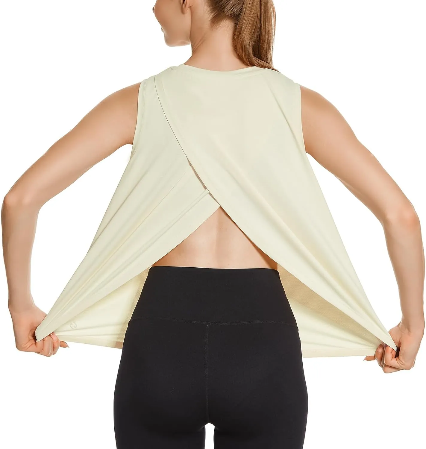 HODOSPORTS Workout Tops for Women UPF 50  Open Back Sleeveless Tank Tops Quick Dry Athletic Gym Yoga Shirts Loose Fit