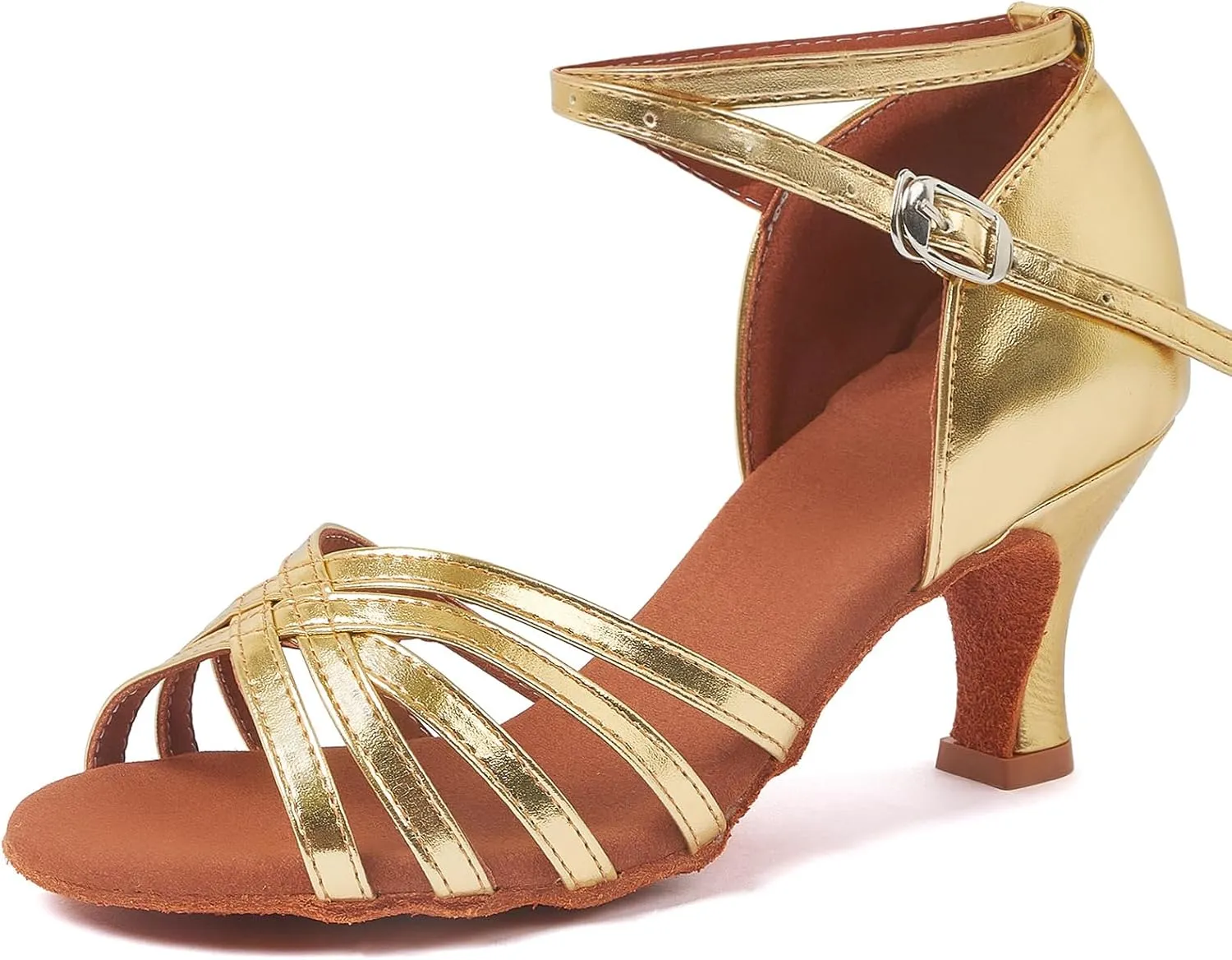 iCKER Women's Professional Latin Dance Shoes Satin Salsa Ballroom Wedding Dancing Shoes 2.4'' Heel 9 Gold