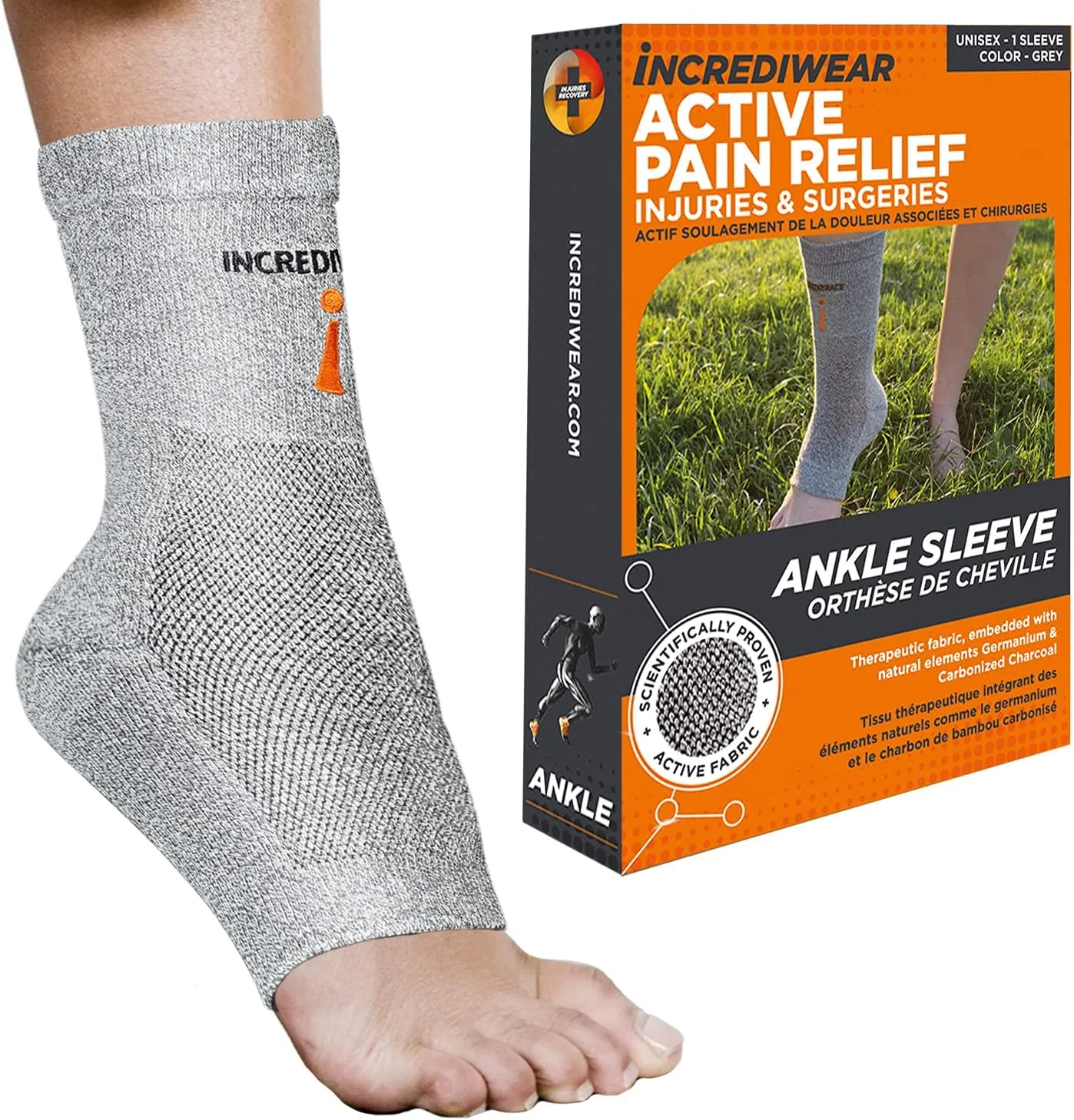 Incrediwear Ankle Sleeve  Ankle Brace for Joint Pain Relief, Sprained Ankle Support, Arthritis, Inflammation Relief, and Circulation for Women and Men (Grey, Small/Medium)