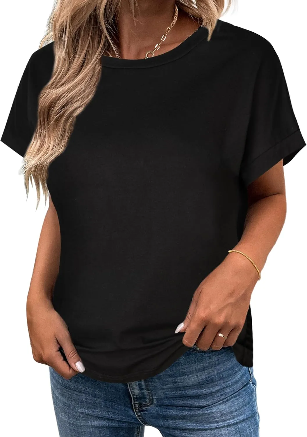 LilyCoco Women's Tie Dye Short Sleeve Shirt Criss Cross Back Tops Casual Loose Tee