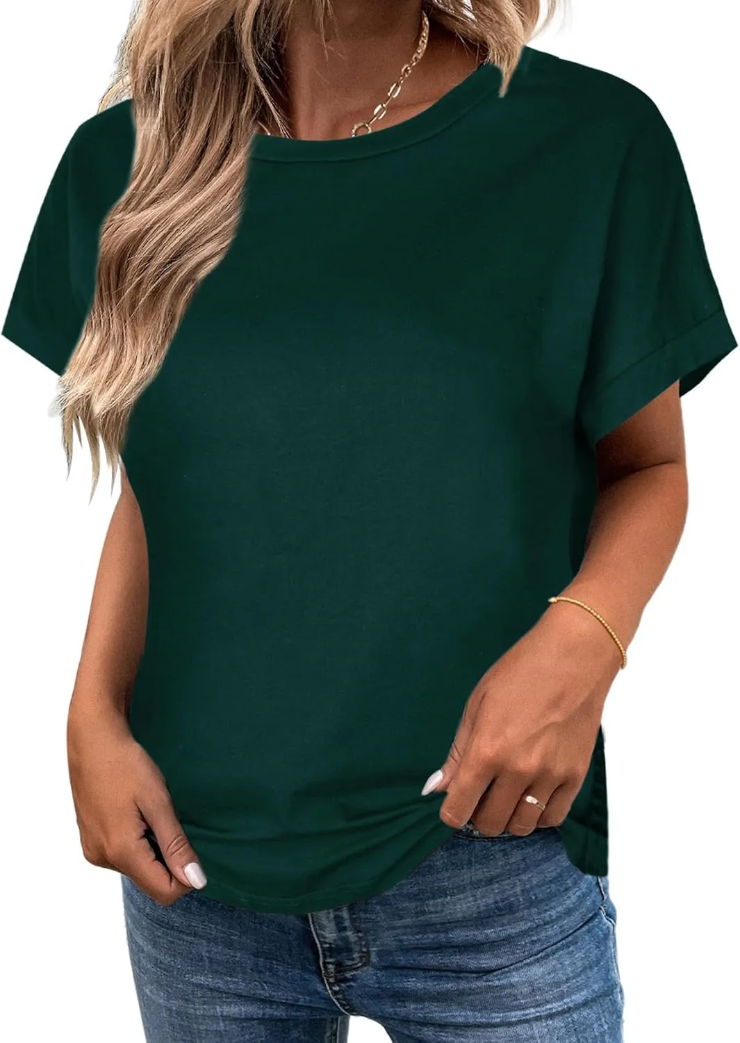 LilyCoco Women's Tie Dye Short Sleeve Shirt Criss Cross Back Tops Casual Loose Tee