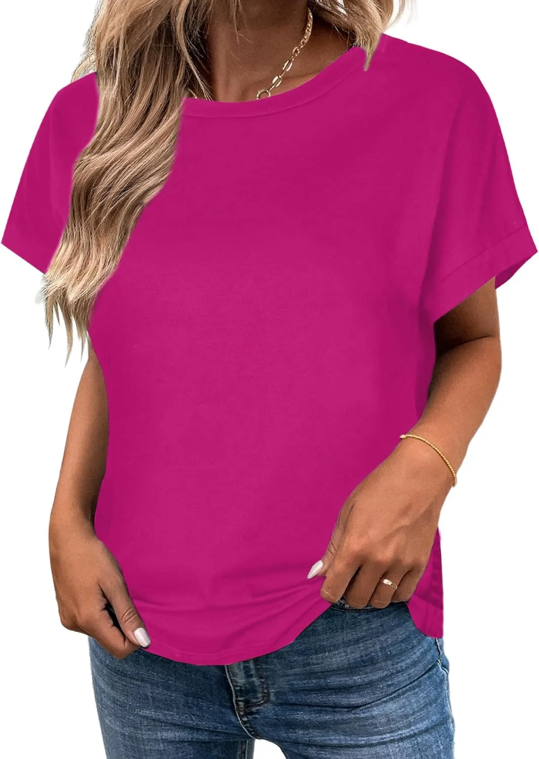 LilyCoco Women's Tie Dye Short Sleeve Shirt Criss Cross Back Tops Casual Loose Tee