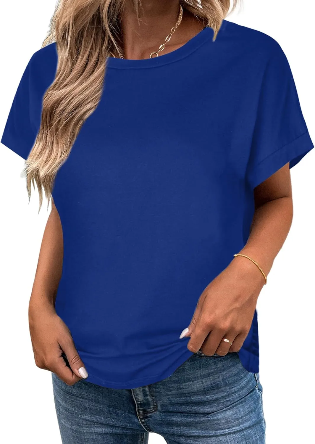 LilyCoco Women's Tie Dye Short Sleeve Shirt Criss Cross Back Tops Casual Loose Tee
