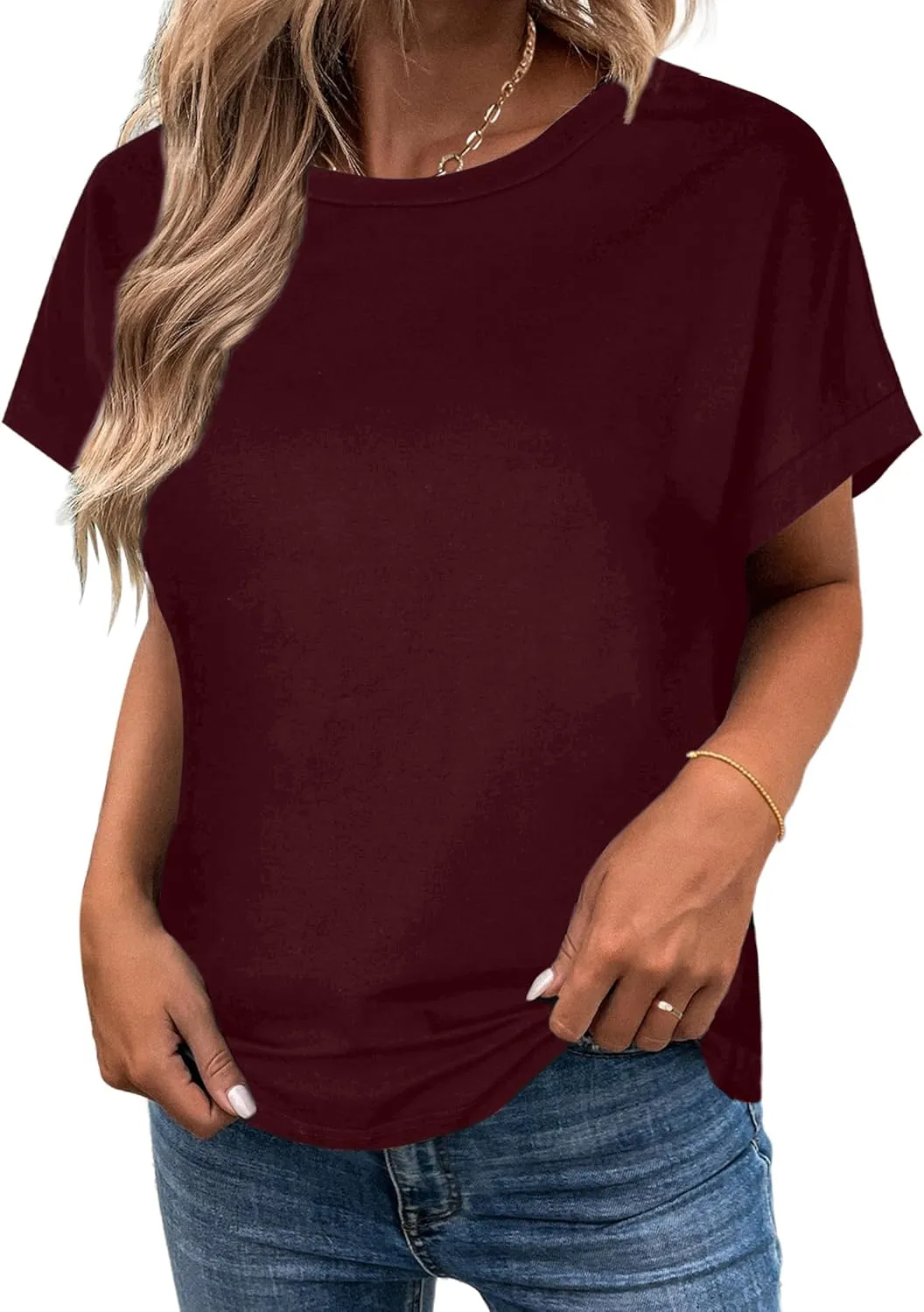 LilyCoco Women's Tie Dye Short Sleeve Shirt Criss Cross Back Tops Casual Loose Tee