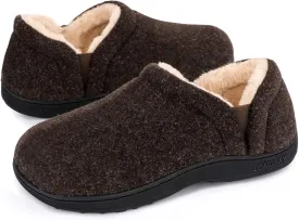 LongBay Men's Slippers Warm Bedroom House Shoes Slip-On Memory Foam Winter House Slippers for Indoor Outdoor