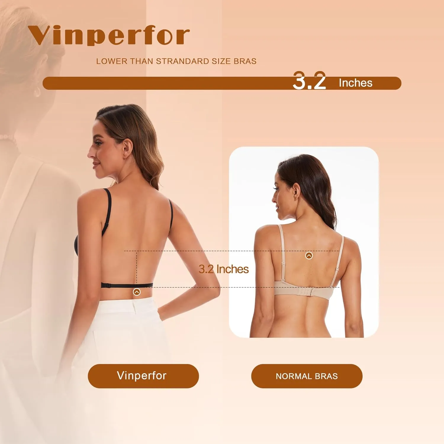 Low Back Bra for Women-Seamless Invisiable Backless Bras-Lightly Lined No Show Open Back Low Cut Bra Multiway Halter Bras