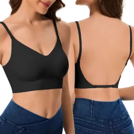 Low Back Bras for Women Seamless Multiway Bralette Removable Pads Open Back Wireless Bra for Backless Dress