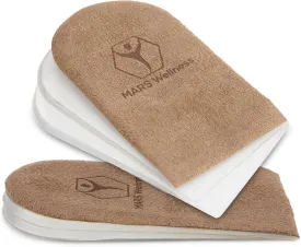 Mars Wellness Gel Heel Lift - 3 Layers, 1/8" per Layer, Adjustable Height - Soft Suede Top Heel Cups for Heel Pain Relief - Shoe Lifts Men, Heel Lifts for Women and Men - Large