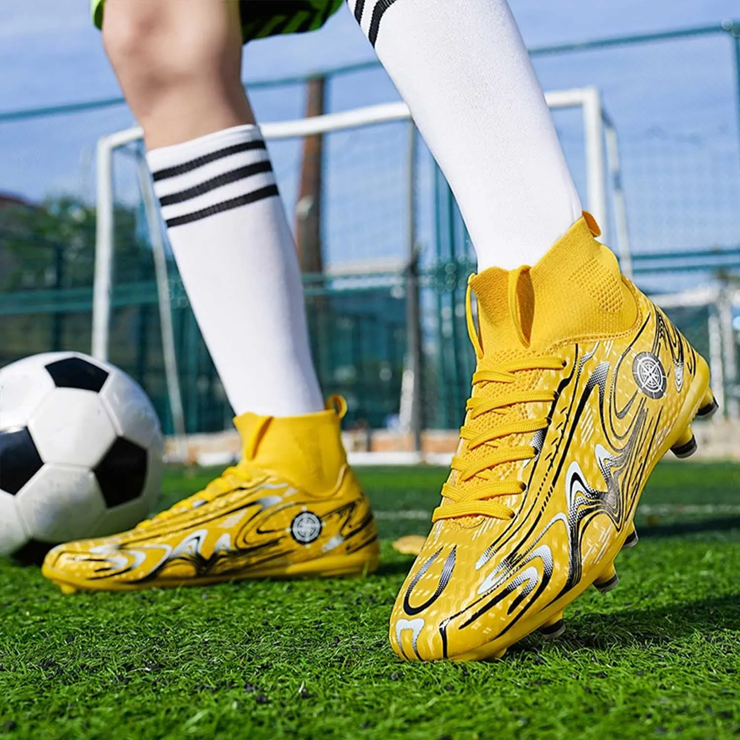 MEBAMY Kids Soccer Cleats Spikes Indoor: Comfortable High Ankle AG Youth Football Cleats Training Sneaker