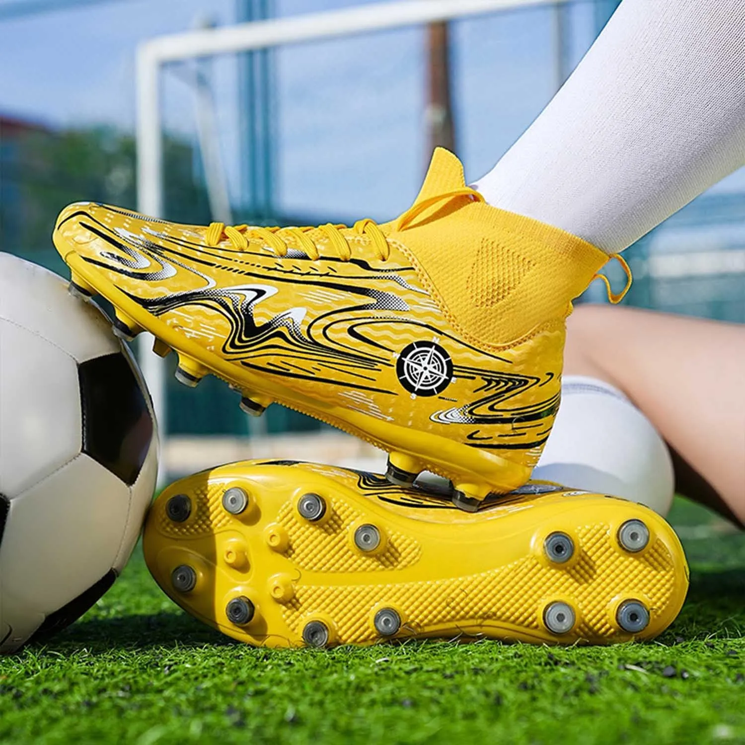 MEBAMY Kids Soccer Cleats Spikes Indoor: Comfortable High Ankle AG Youth Football Cleats Training Sneaker