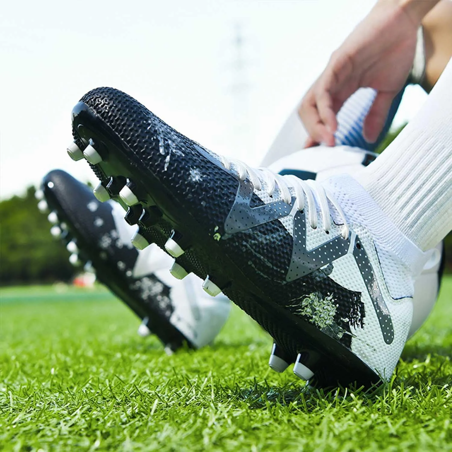 MEBAMY Kids Soccer Cleats Spikes Indoor: Comfortable High Ankle AG Youth Football Cleats Training Sneaker