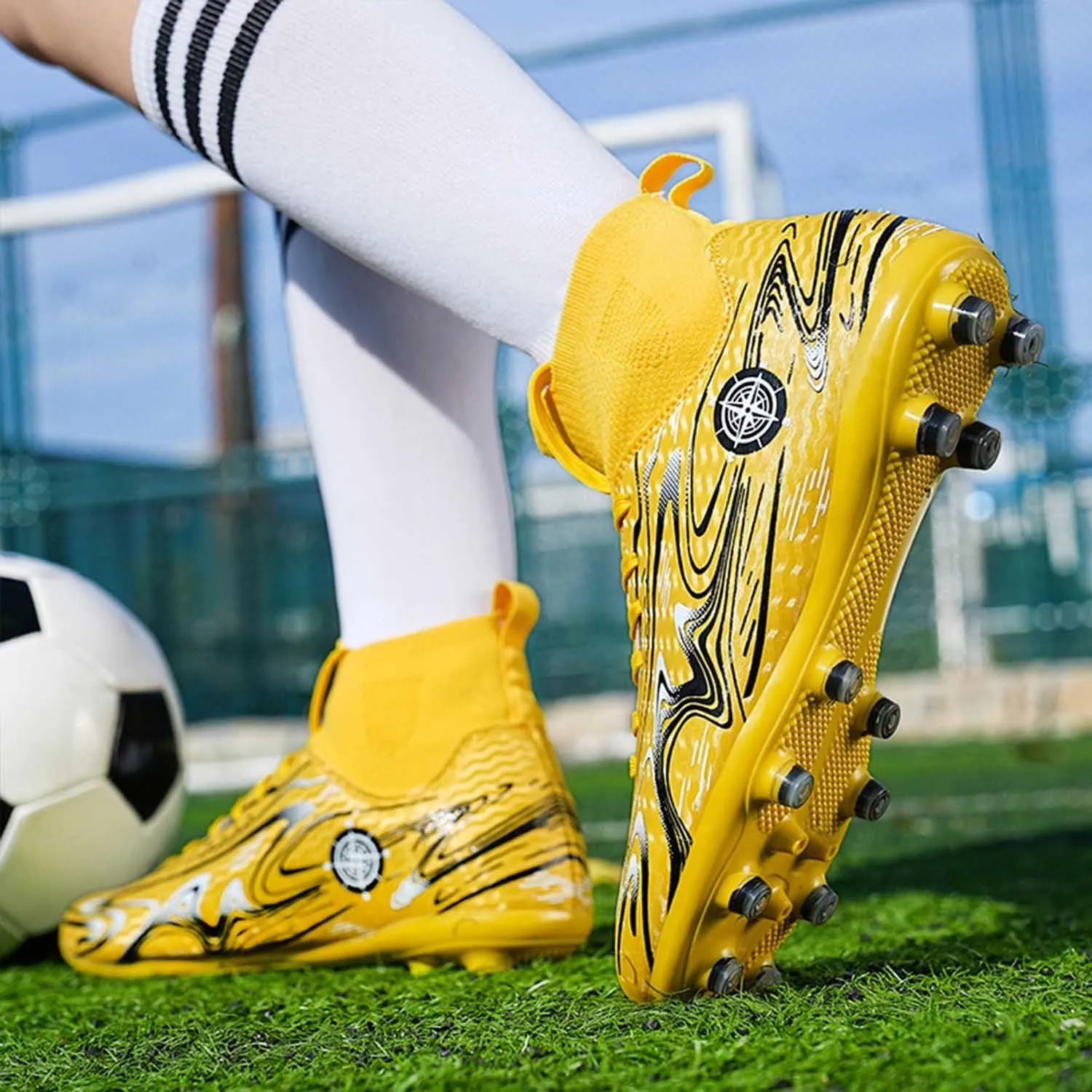 MEBAMY Kids Soccer Cleats Spikes Indoor: Comfortable High Ankle AG Youth Football Cleats Training Sneaker