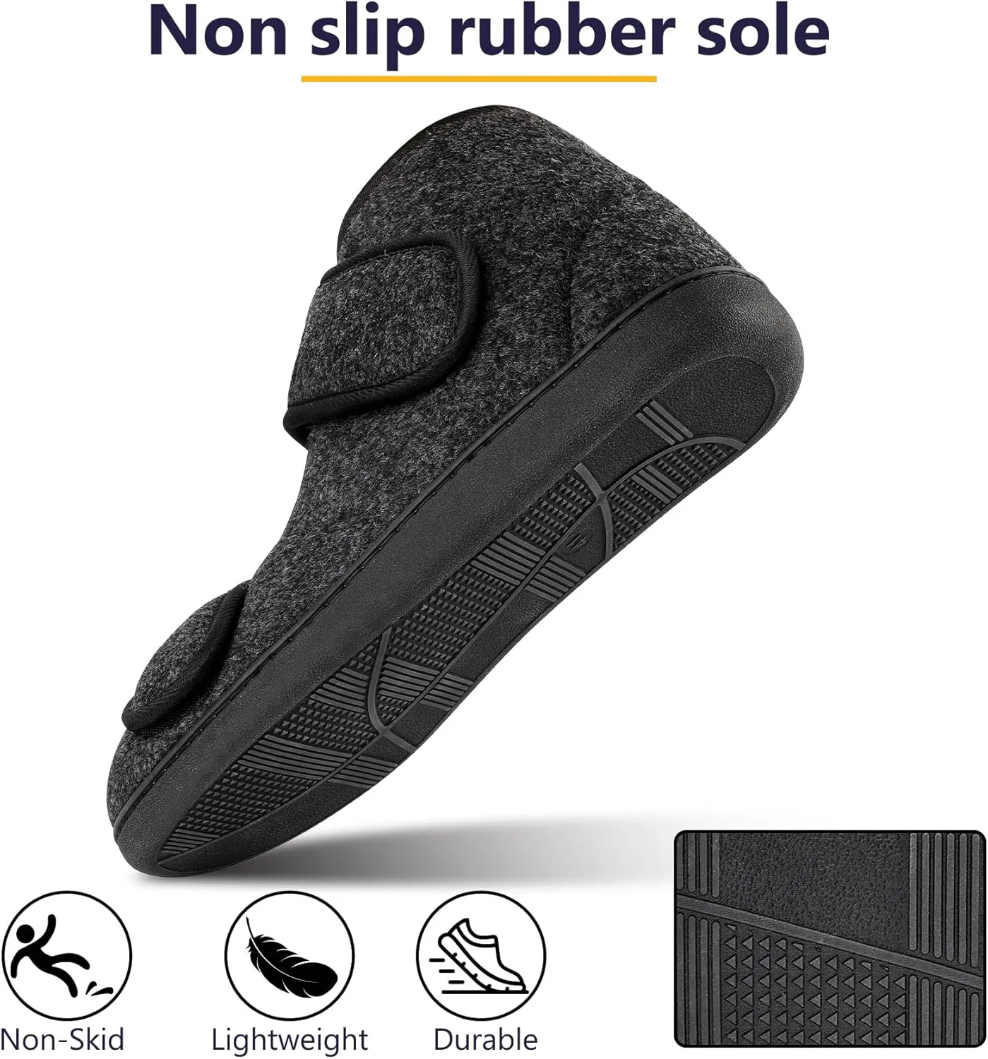 Men's Memory Foam Diabetic Slippers Comfortable Breathable Arthritis Edema Swollen House Shoes Adjustable Indoor/Outdoor Slip On Slippers